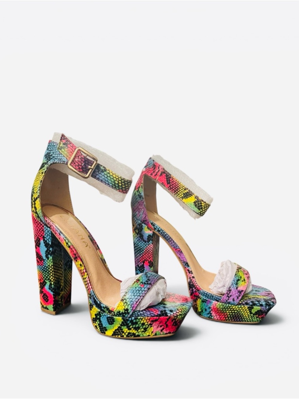 Liliana Yuko-51 Multi-Color Snake Print Platform Heel - Picture 3 of 9
